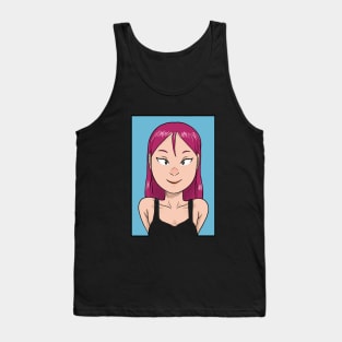 Cute girl with pink hair smiles back Tank Top